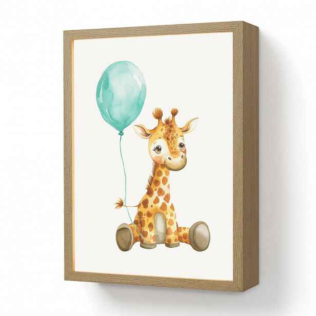 OnlyWow DOBÍJECÍ NOČNÍ LAMPIČKA Žirafa - Dítě - Zvířata - Modrý balón 30x40 cm