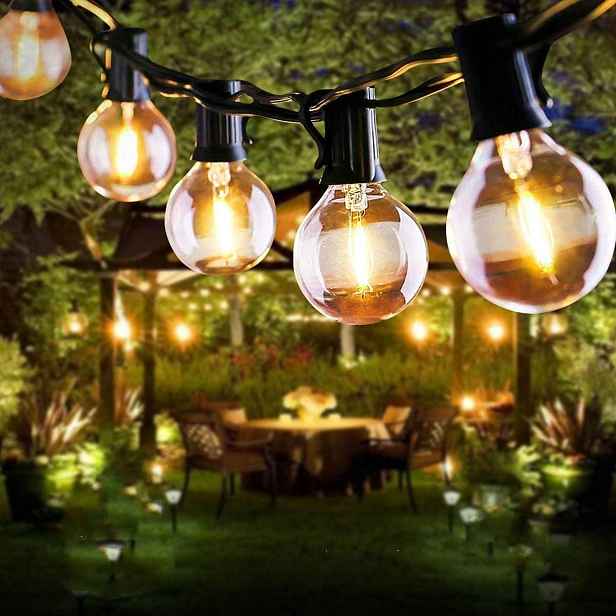 Qxmcov Led světelný řetěz venkovní 9,5 m 25 3 žárovky G40 vodotěsný