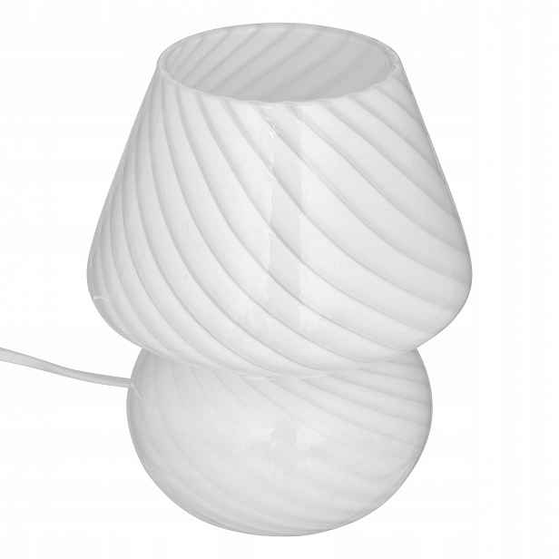 Stolní lampa ve tvaru houby Cara, skleněná, Ø 15 cm, bílá