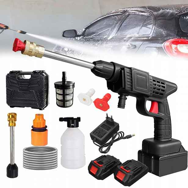 Vysokotlaká Vodní Pistole Na Mytí Automobilů 22 Bar 1500W +2AKU
