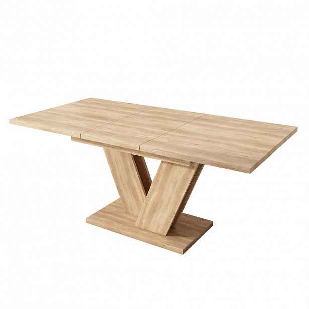 Modfu JÍDELNÍ stůl z MDF 180x80x75.5 cm dubová barva rozkládací s V nohami a stabilní konstrukcí