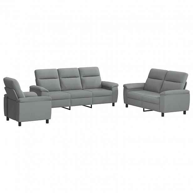 vidaXL Set pohovek 3 pcs Světle šedá Textil