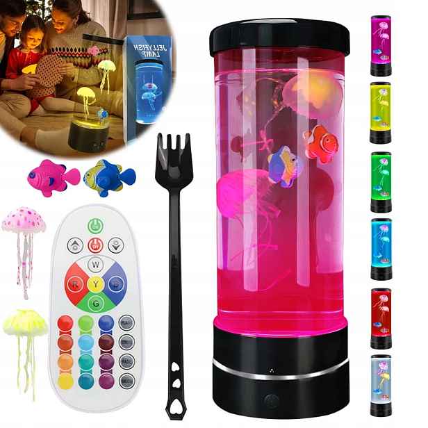 Velká Lávová Led Lampa Medúzy Akvárium Usb Lampička Noční Lampa Stolní Rgb