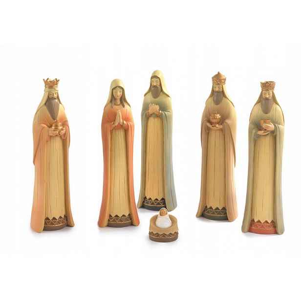 Krásné moderní figurky do betlému Svatá rodina králové maximální výška 24 cm