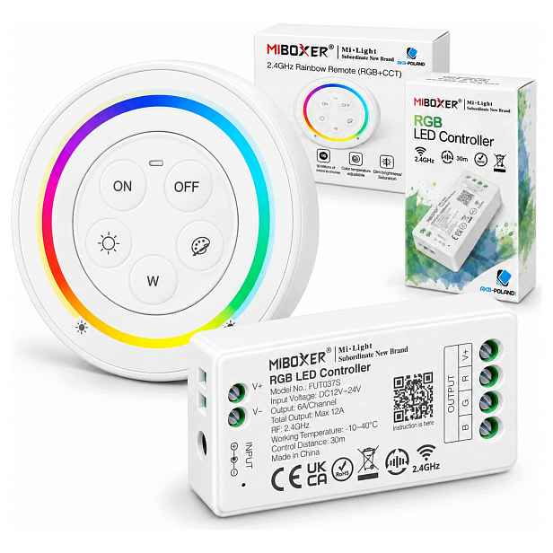 Led Ovladač Dálkový Ovladač Na Stěnu MiBOXER Bílý S2 216W Rgb FUT037S Set