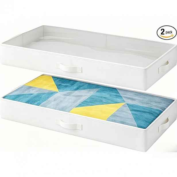 TEMU Sada 2 ks úložných boxů pod postel, 4,5 palce (cca 11,4 cm) vysoké nízkoprofilové úložné boxy na oblečení pod postel, s robustními bočními