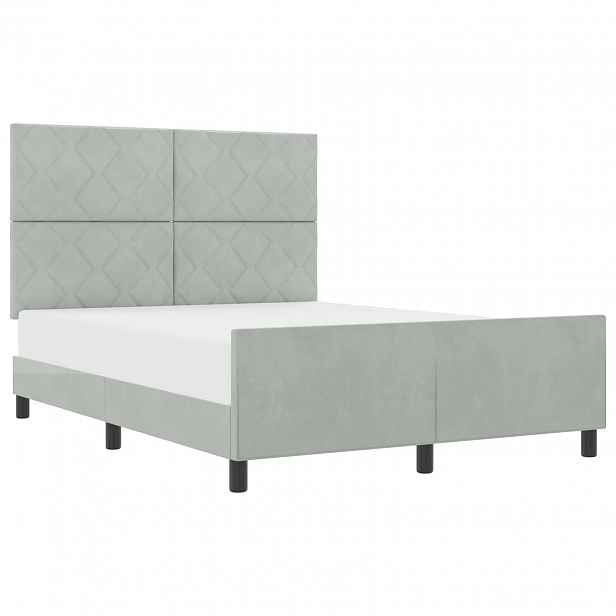 vidaXL Postel s boxspringem s čelo Světle šedá 160 x 200 cm samet