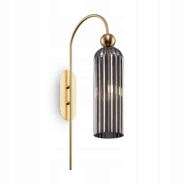Nástěnná lampa zlatá s kouřovým skleněným glamour stínítkem Maytoni