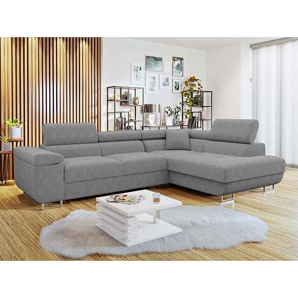 Rozkládací rohová sedačka LABUS - tmavá šedá, pravý roh