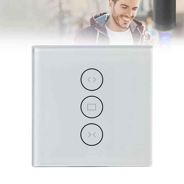 Dotykový Skleněný Wifi Spínač pro Záclonové Žaluzie Bílý Bistabilní