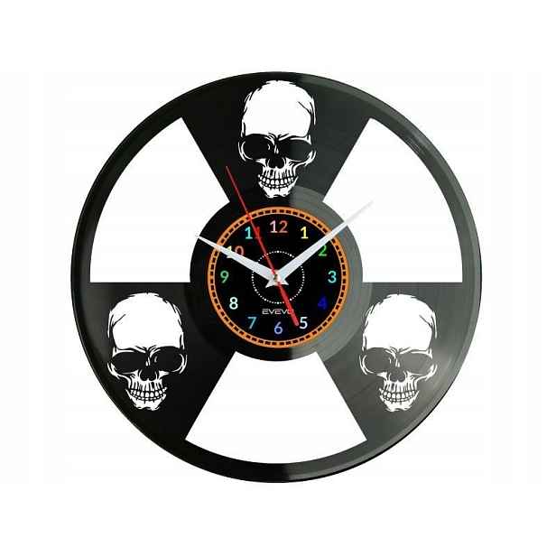 Skeleton Dárek Originální dekorace do domu Hodiny z vinylové desky