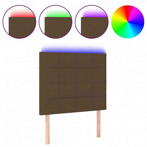 vidaXL Čelo postele s LED tmavě hnědé 90x5x118/128 cm textil