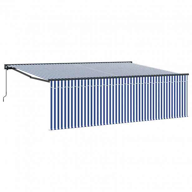 vidaXL Stahovací markýza Modrá a bílá 400 × 300 cm Polyester a hliník