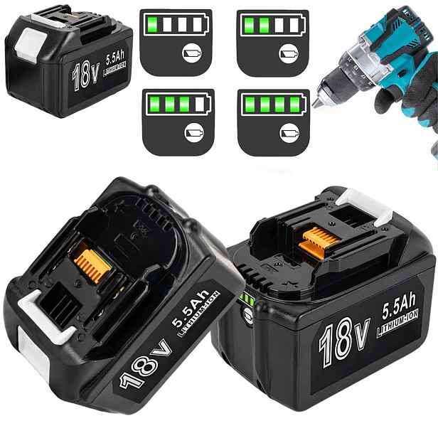 Akumulátor 18V 5500mah Li-Ion Náhradní Led pro elektronářadí 2 ks