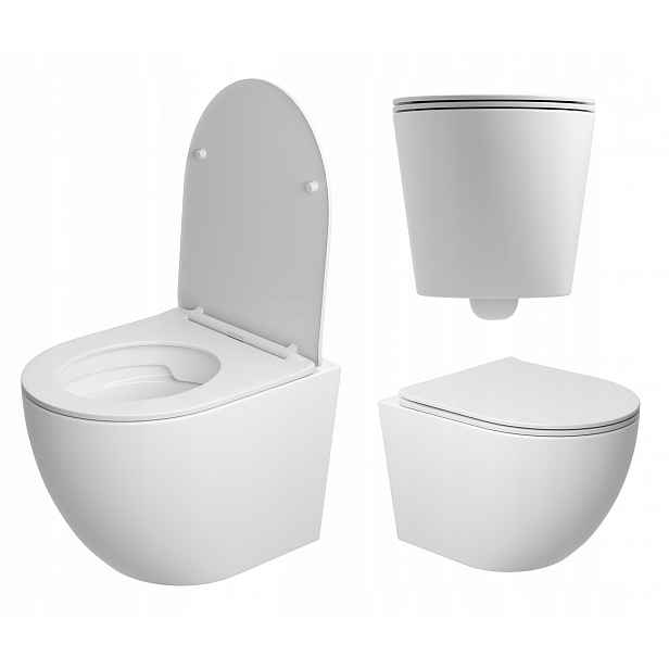 Wc Mísa Bílá Závěsná Bezpřírubová Rimless Deska Como Sada