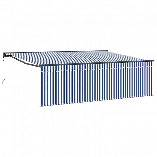 vidaXL Stahovací markýza Modrá a bílá 400 × 300 cm Polyester a hliník