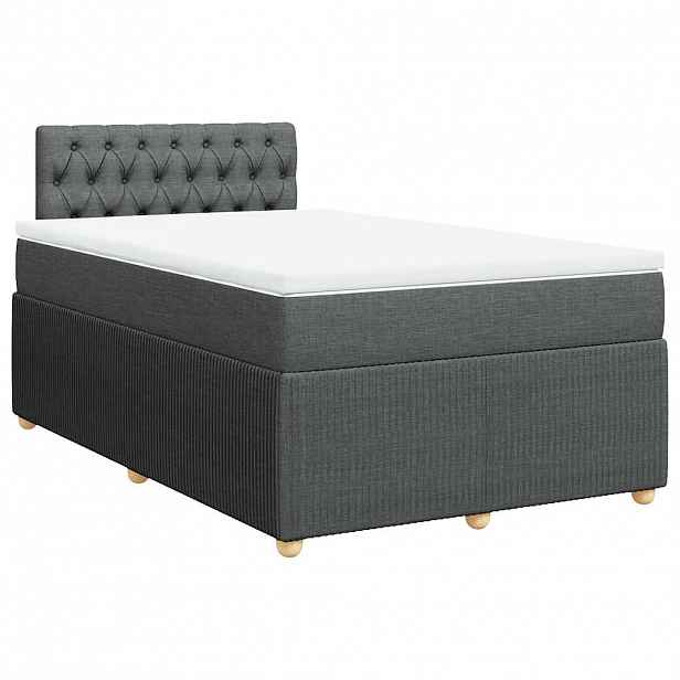 vidaXL Box spring postel s matrací tmavě šedá 120x200 cm textil