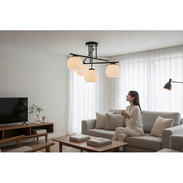 Euro-Lamp Stropní Svítidlo Nexus 4 Černá Stínidlo Bílá Pruhovaná Výrobce