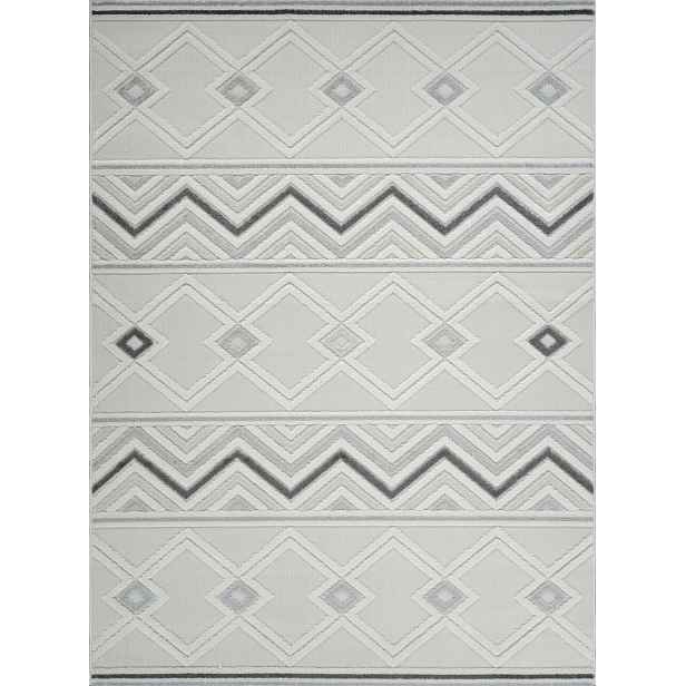 Koberec Boho 80x150 cm do obývacího pokoje, měkký krémově šedý vzor s 3D efektem