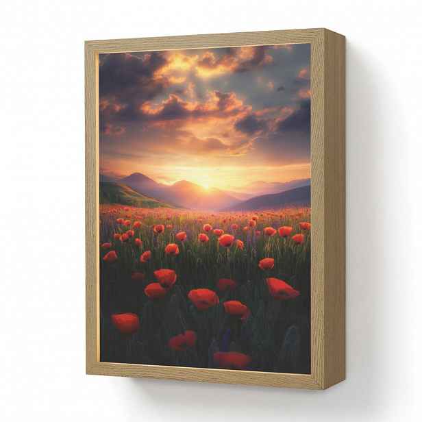 OnlyWow NÁSTĚNNÁ LAMPA S AKUMULÁTOREM Krajina - Západ slunce - Květinové pole 30x40 cm