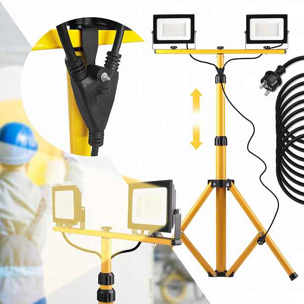 Stavební Lampa Halogen Led Na Stativu Dvojitý Osvětlovač 2x30W