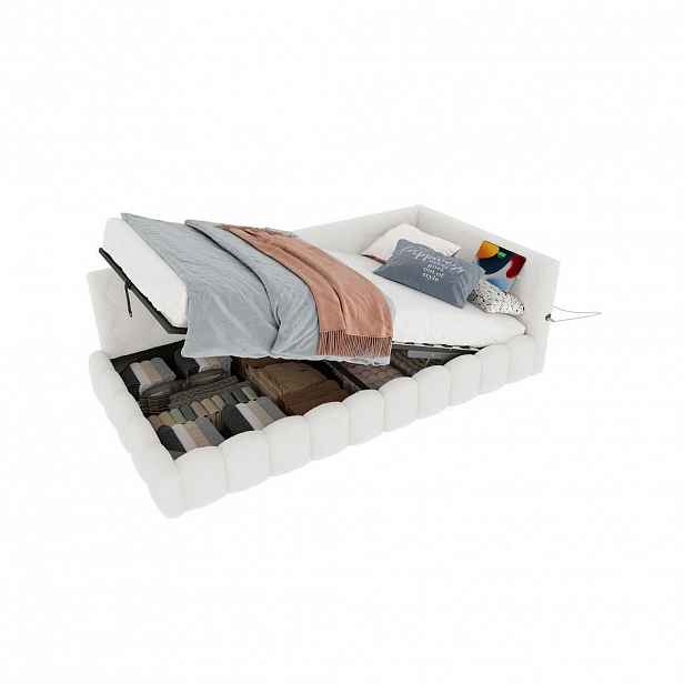 FLIEKS DENNÍ POSTEL 90x200cm LED USB-C Úložná Bílá