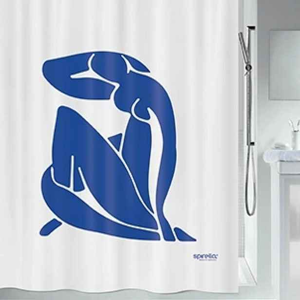 Spirella sprchový závěs Thalia, motiv žena, bílý, 180 x 200 cm, polyester