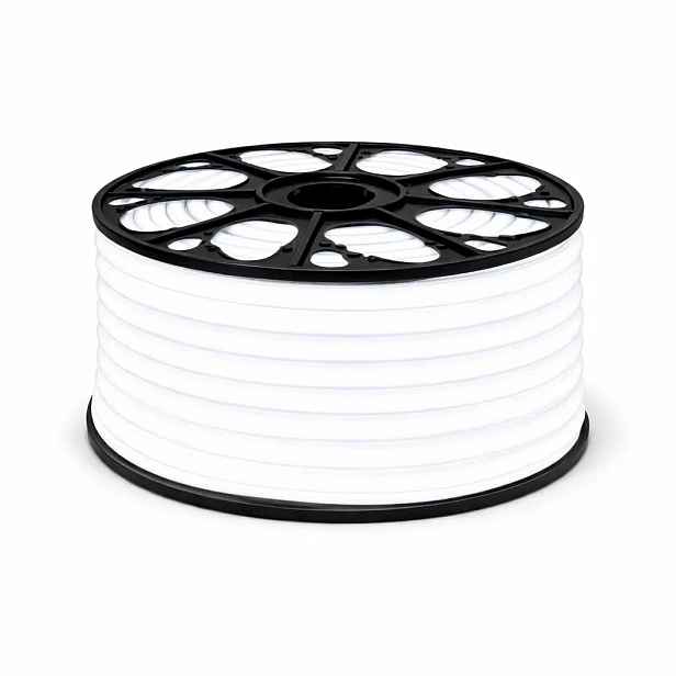 Easy Fix LED Neon hadice venkovní, 50 m, D-TYP jednostranný, ledově bílá, 3000 diod, bílý kabel, IP67, cívka