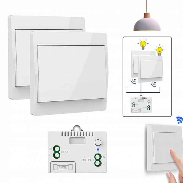 Bezbateriový bezdrátový spínač světel RF433, 2x vysílač