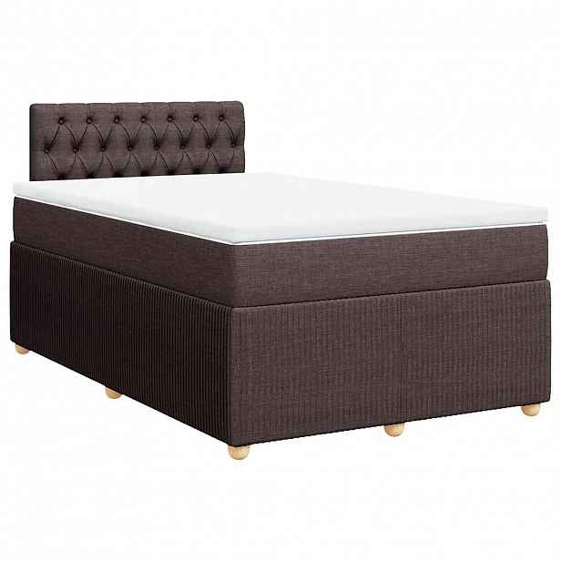 vidaXL Box spring postel s matrací tmavě hnědá 120x200 cm textil