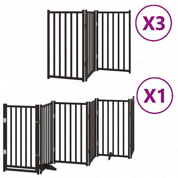 vidaXL Zábrana pro psy s dvířky skládací 15 panelů černá 750 cm topol