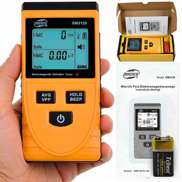Měřič Elektromagnetického Pole Tester Vln Záření 100UT Alarm LCD