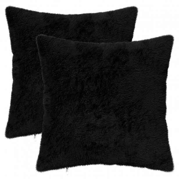 vidaXL Povlak na polštář 2 ks HEERLEN Černá 45 x 45 cm Umělá králičí