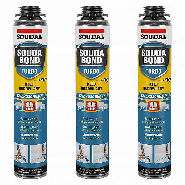 Rychleschnoucí polyuretanové stavební lepidlo Soudal Soudabond Turbo 750 ml