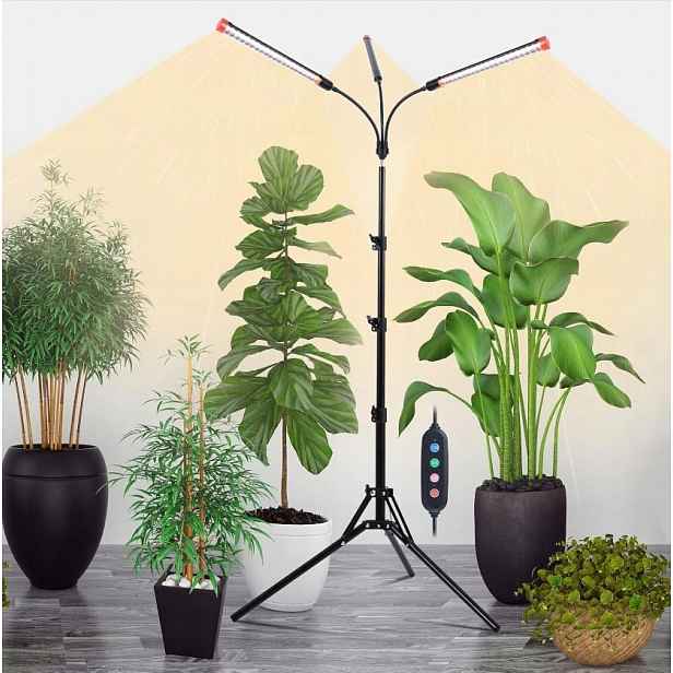 3-HLAVOVÁ Led Lampa Pro Pěstování Rostlin Se Stativem 60 – 160 CM