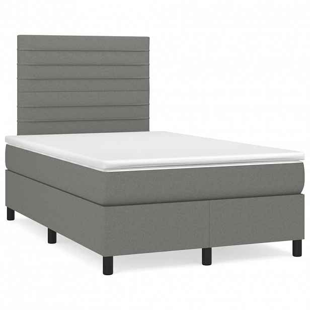 vidaXL Box spring postel s matrací tmavě šedá 120x200 cm textil