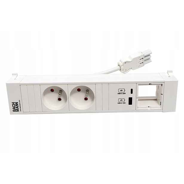 Bachmann Power Frame, box 4 moduly,2x zás. CZ,zdroj 22W(A+C),1x volné, bílý
