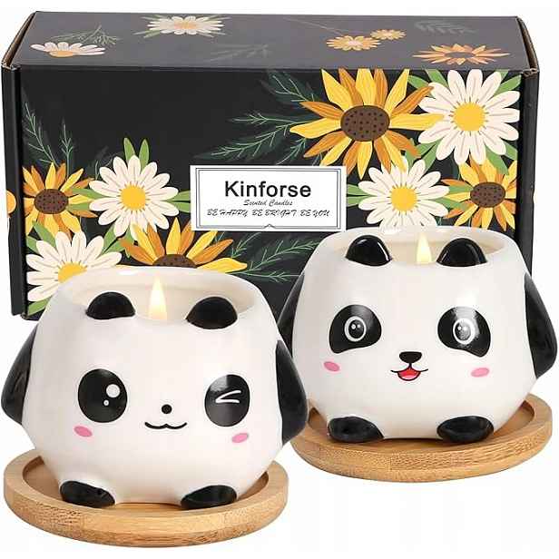 Sójové Svíčky Panda 2 Ks Vůně Levandule Pomeranč Eko Dárek Bambus