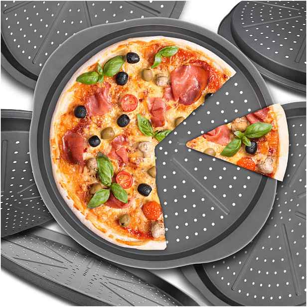 TEMU Plech na pečení pizzy, velký tác, XL perforovaný pečicí plech, nepřilnavý povrch pro dokonale křupavé dno, vhodný do trouby, odolný vůči vysokým