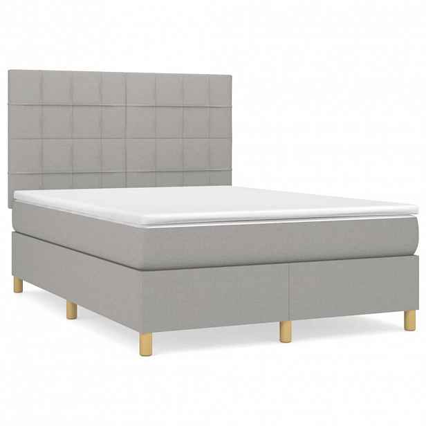 vidaXL Box spring postel s matrací světle šedá 140 x 200 cm textil