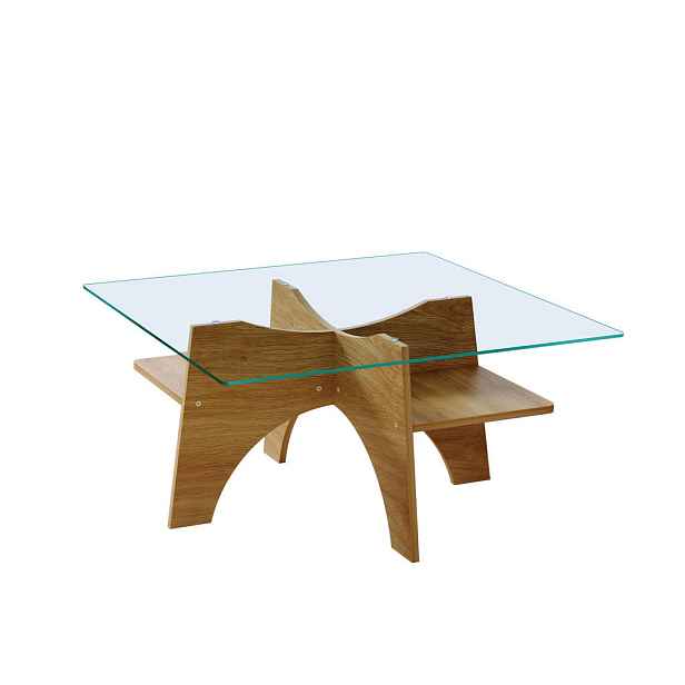 EVRYAE KONFERENČNÍ STOLEK Sklo, bezpečnostní sklo, MDF konstrukce, design, odkládací plocha 80/80 cm, výška 40 cm, moderní