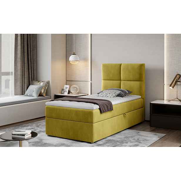 Moderní box spring postel Garda 90x200, žlutá