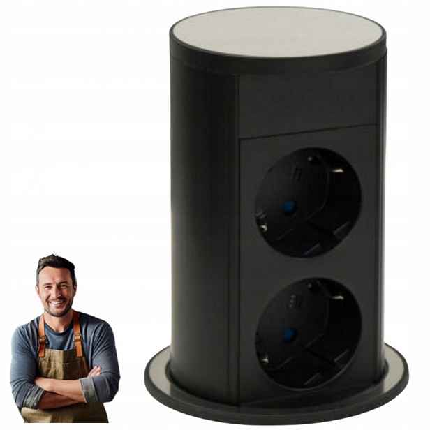 Nábytková zásuvka na desku Hafele Versalift Round 2x Schuko