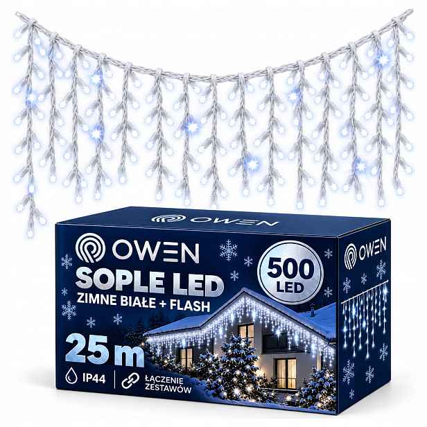 Rampouchy 500 Led Závěs Venkovní Osvětlení IP44 Flash Bílá Studená 25 m Silná