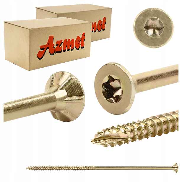 Tesařské vruty 6x180 mm Torx na dřevo kuželové 200 ks Azmet WT-60180
