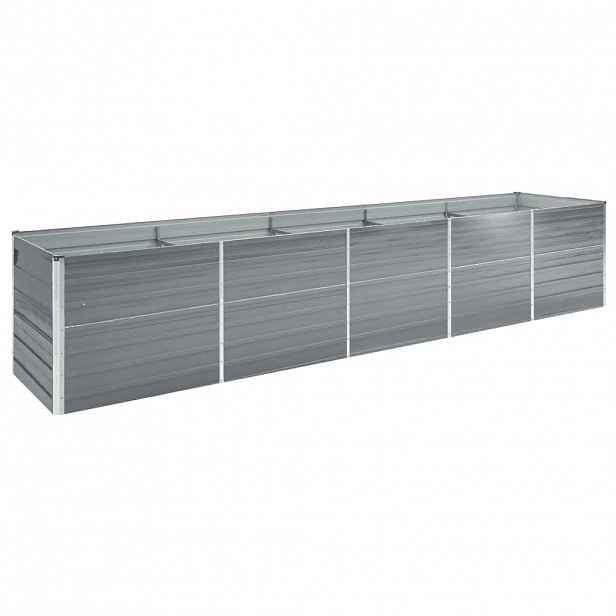 vidaXL Vyvýšený záhon pozinkovaná ocel 400 x 80 x 77 cm šedý