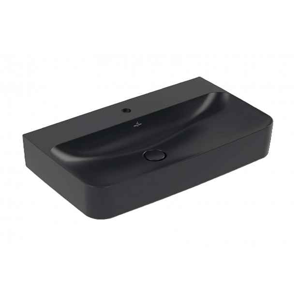 Villeroy & Boch Finion - Umyvadlo 80x47 cm, skrytý přepad, otvor pro baterii, CeramicPlus, Pure Black 41688CR7