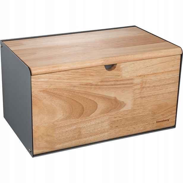 Chlebník ocel-bambus dvojité otevírání šedý 35,5x21,5x19,5 cm Klausberg