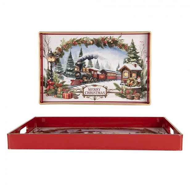 Vánoční servírovací podnos Merry Christmas Train - 41*26*4 cm Clayre & Eef