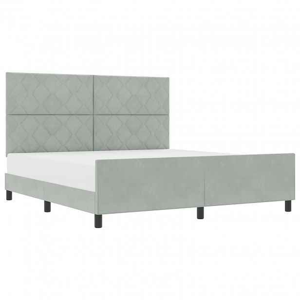 vidaXL Postel s boxspringem s čelo Světle šedá 180 x 200 cm samet